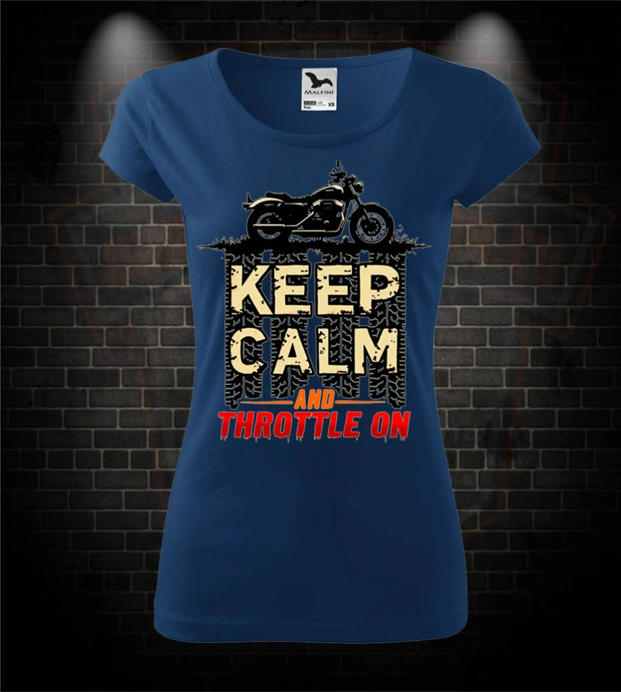 Dámske moto tričko Keep Calm and throttle on