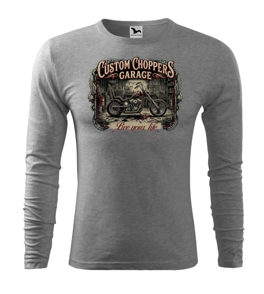 Motorkárske tričko Custom Choppers Garage dlhý rukáv