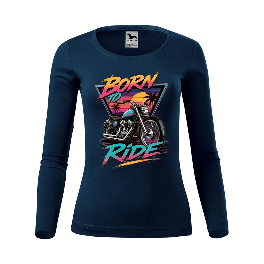 Dámske motorkárske tričko Born to Ride - Retro s dlhým rukávom