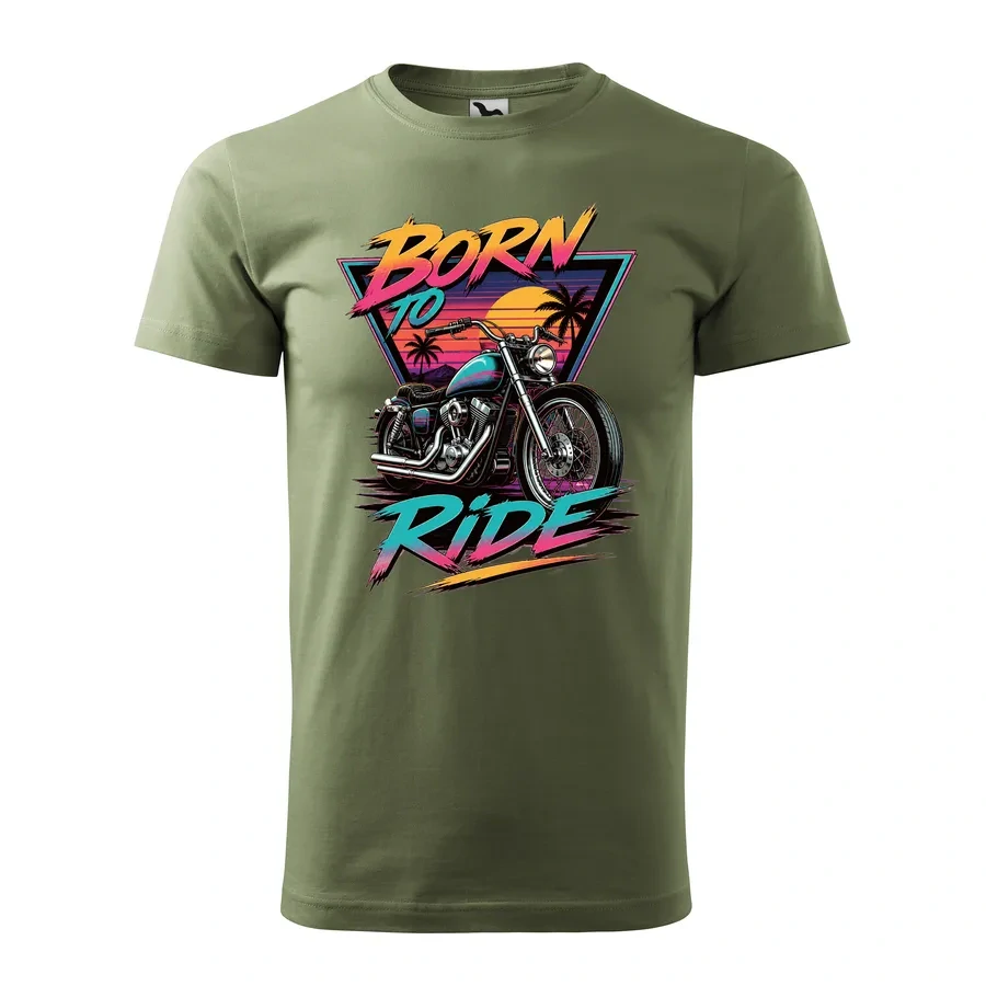 Motorkárske tričko Born to Ride - Retro | Atmosféra osemdesiatych rokov