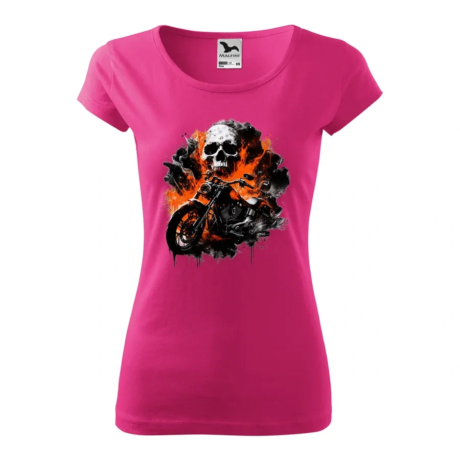 Dámske motorkárske tričko Skull Ride – ohnivá rebélia