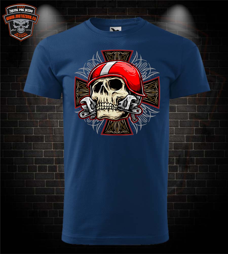 Motorkárske tričko Skull mechanic