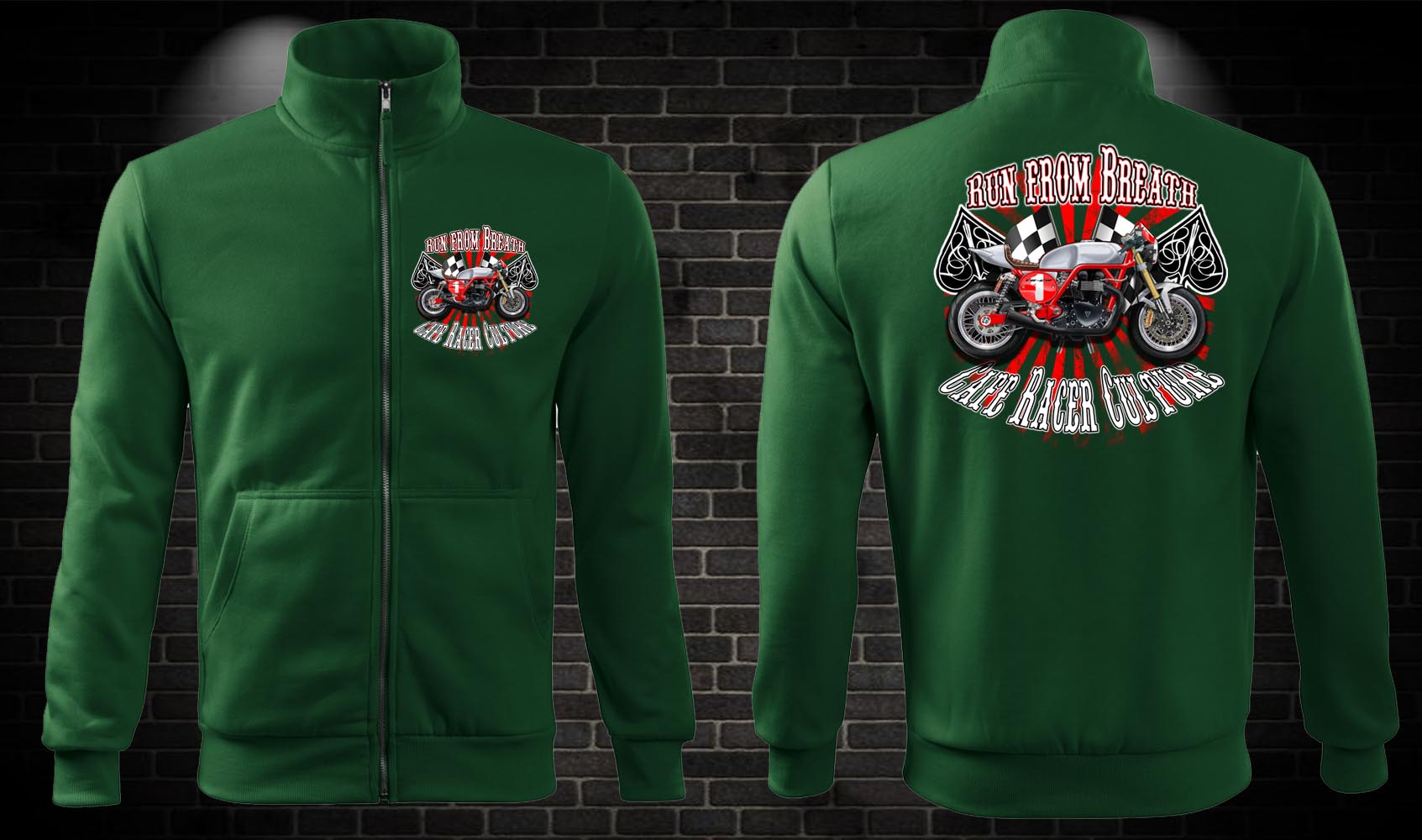 Zipsová moto mikina Caffe racer