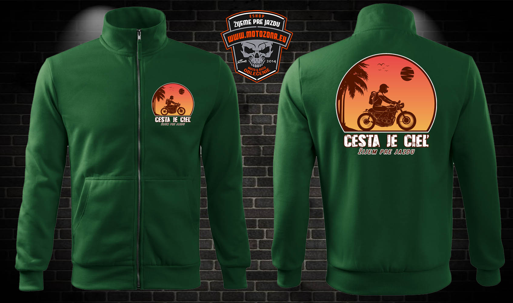 Zipsová moto mikina Cesta je cieľ 2