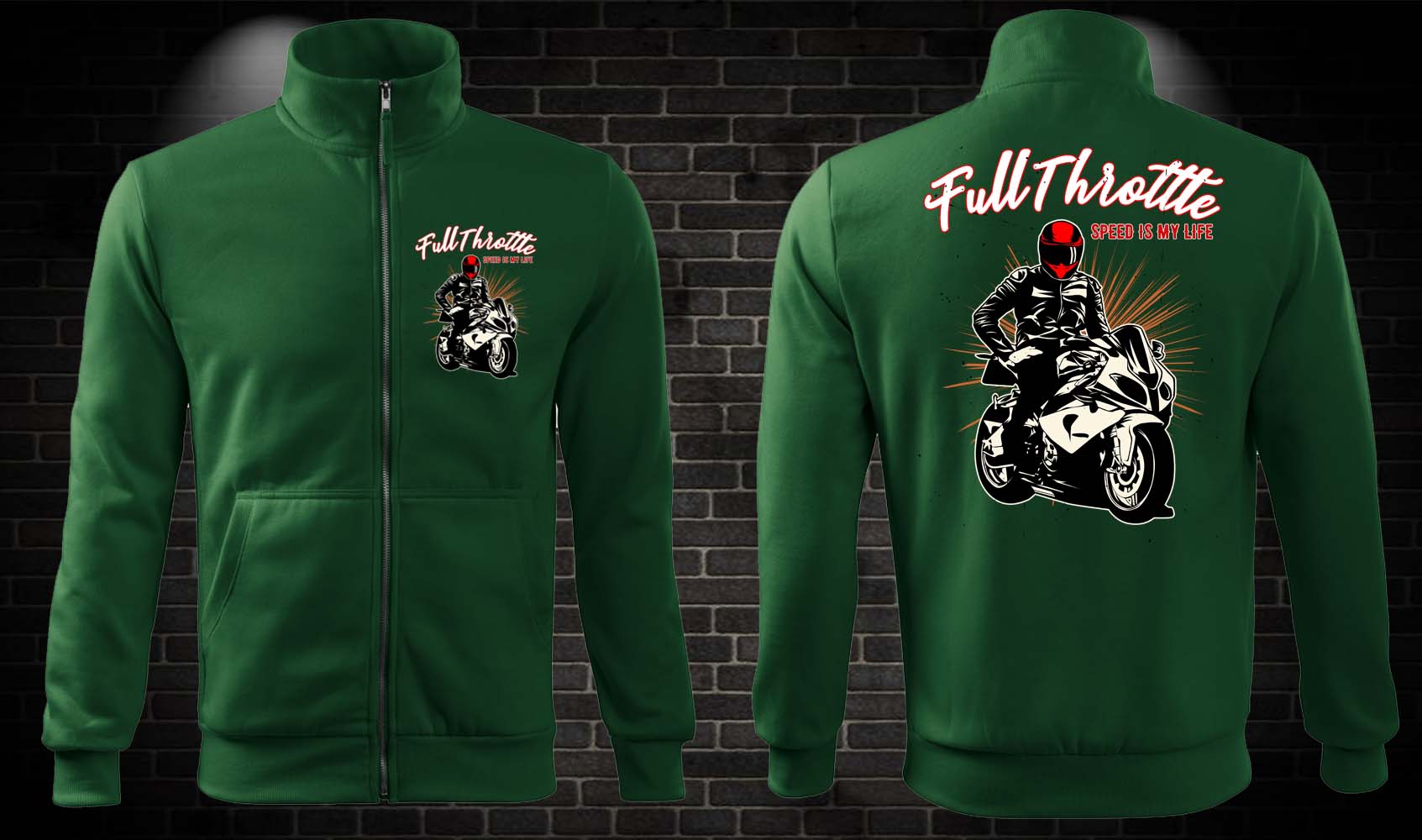 Moto mikina Full Throttle na zips