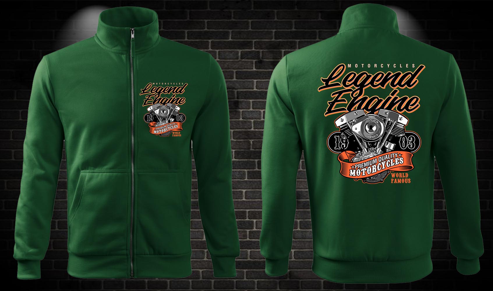 Zipsová moto mikina Legend Engine