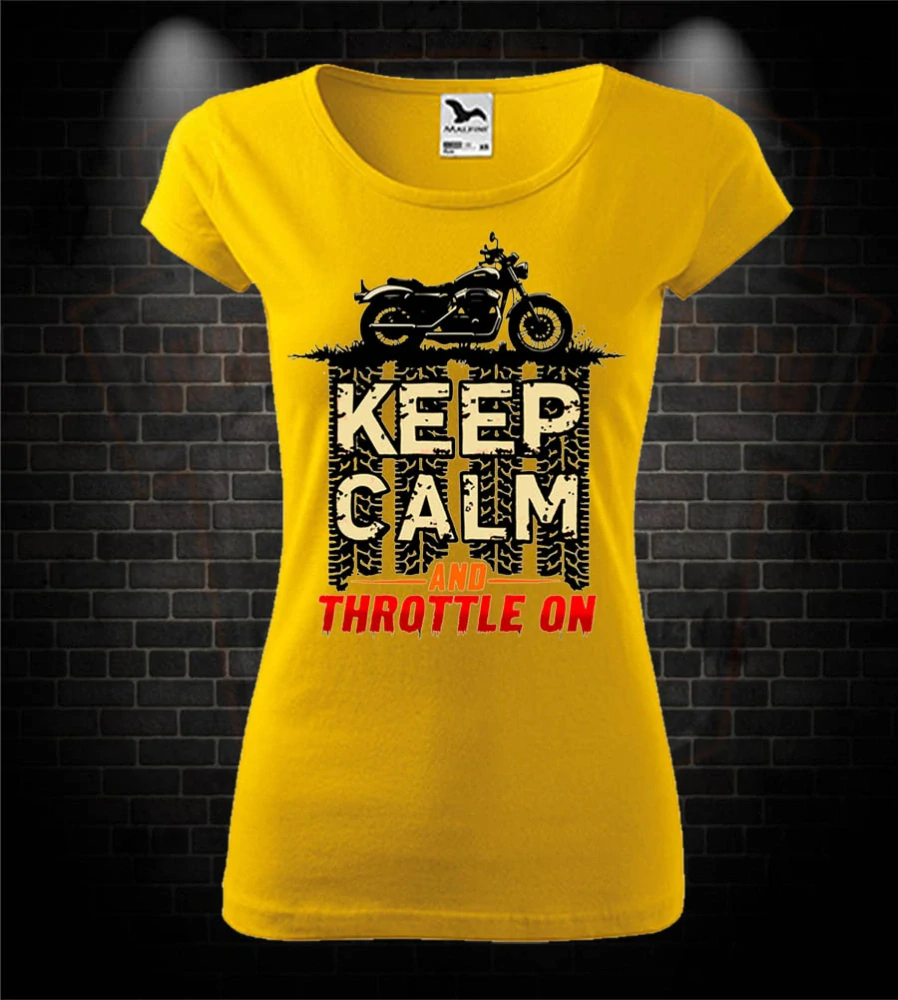 Dámske moto tričko Keep Calm and throttle on