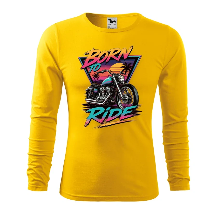 Motorkárske tričko Born to Ride - Retro s dlhým rukávom