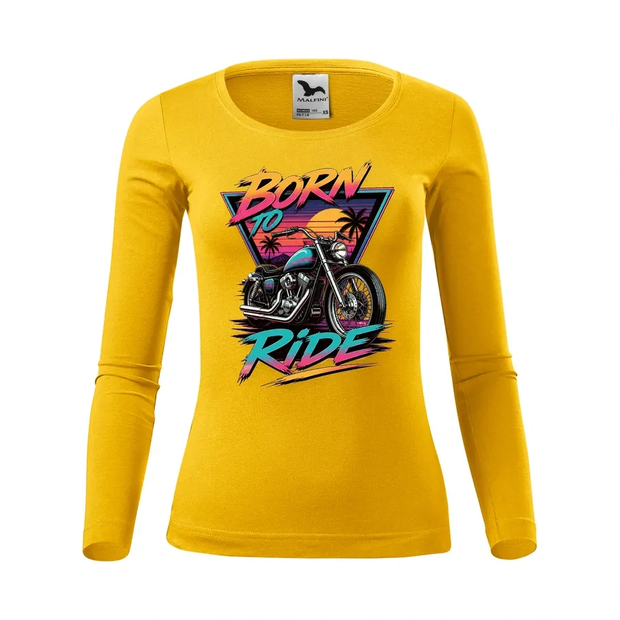 Dámske motorkárske tričko Born to Ride - Retro s dlhým rukávom
