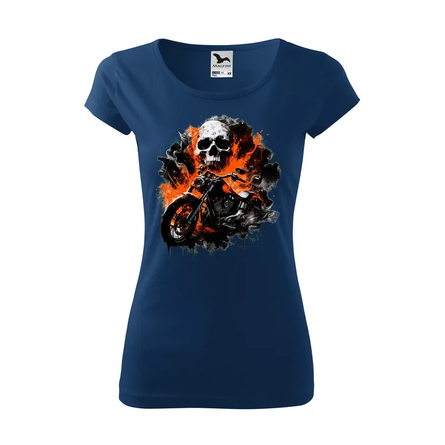 Dámske motorkárske tričko Skull Ride – ohnivá rebélia