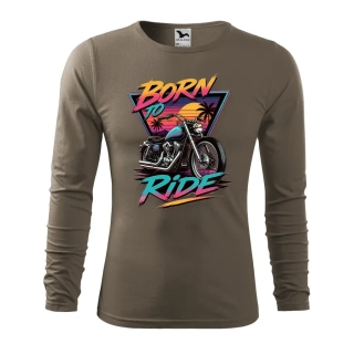 Motorkárske tričko Born to Ride - Retro s dlhým rukávom