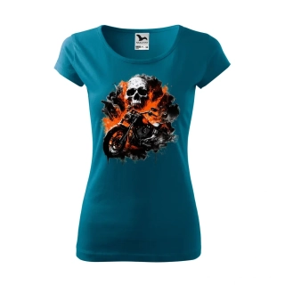 Dámske motorkárske tričko Skull Ride – ohnivá rebélia